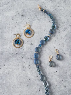 Clearance Labradorite and Matte Gold Hoop Earrings Accessories|Earrings