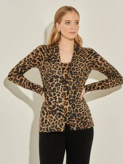 Discount Leopard Print Open Front Cashmere Cardigan Jackets & Coats