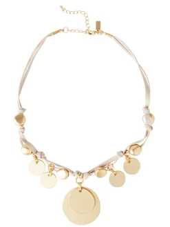 Fashion Matte Gold Coin Charm Natural Leather & Suede Necklace Accessories|Necklaces