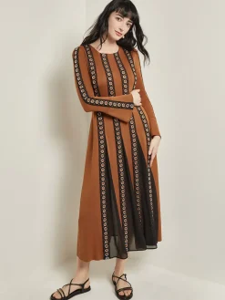 Best Maxi A-Line Dress - Sheer Panel Soft Knit Dresses