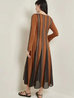 Best Maxi A-Line Dress - Sheer Panel Soft Knit Dresses