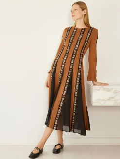 Best Maxi A-Line Dress - Sheer Panel Soft Knit Dresses