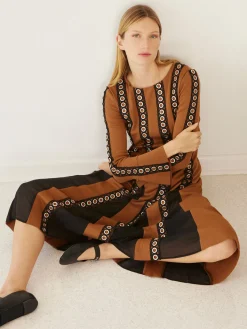 Best Maxi A-Line Dress - Sheer Panel Soft Knit Dresses