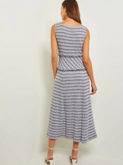 Best Maxi Drop Waist Dress - Fringe Trim Soft Tweed Knit Dresses