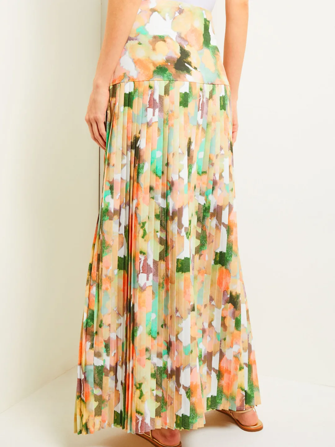 Best Maxi Drop Waist Skirt - Pleated Watercolor Woven Skirts