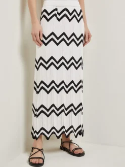 Clearance Maxi Pencil Skirt - Contrast Chevron Pointelle Soft Knit Skirts