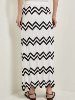 Clearance Maxi Pencil Skirt - Contrast Chevron Pointelle Soft Knit Skirts
