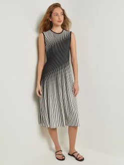 Outlet Midi A-Line Dress - Ombre Soft Intarsia Knit Dresses
