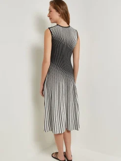 Outlet Midi A-Line Dress - Ombre Soft Intarsia Knit Dresses