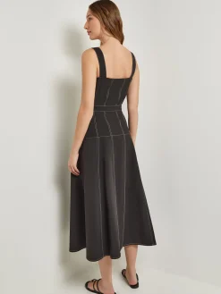 Discount Midi Fit & Flare Dress - Button Front Woven Dresses