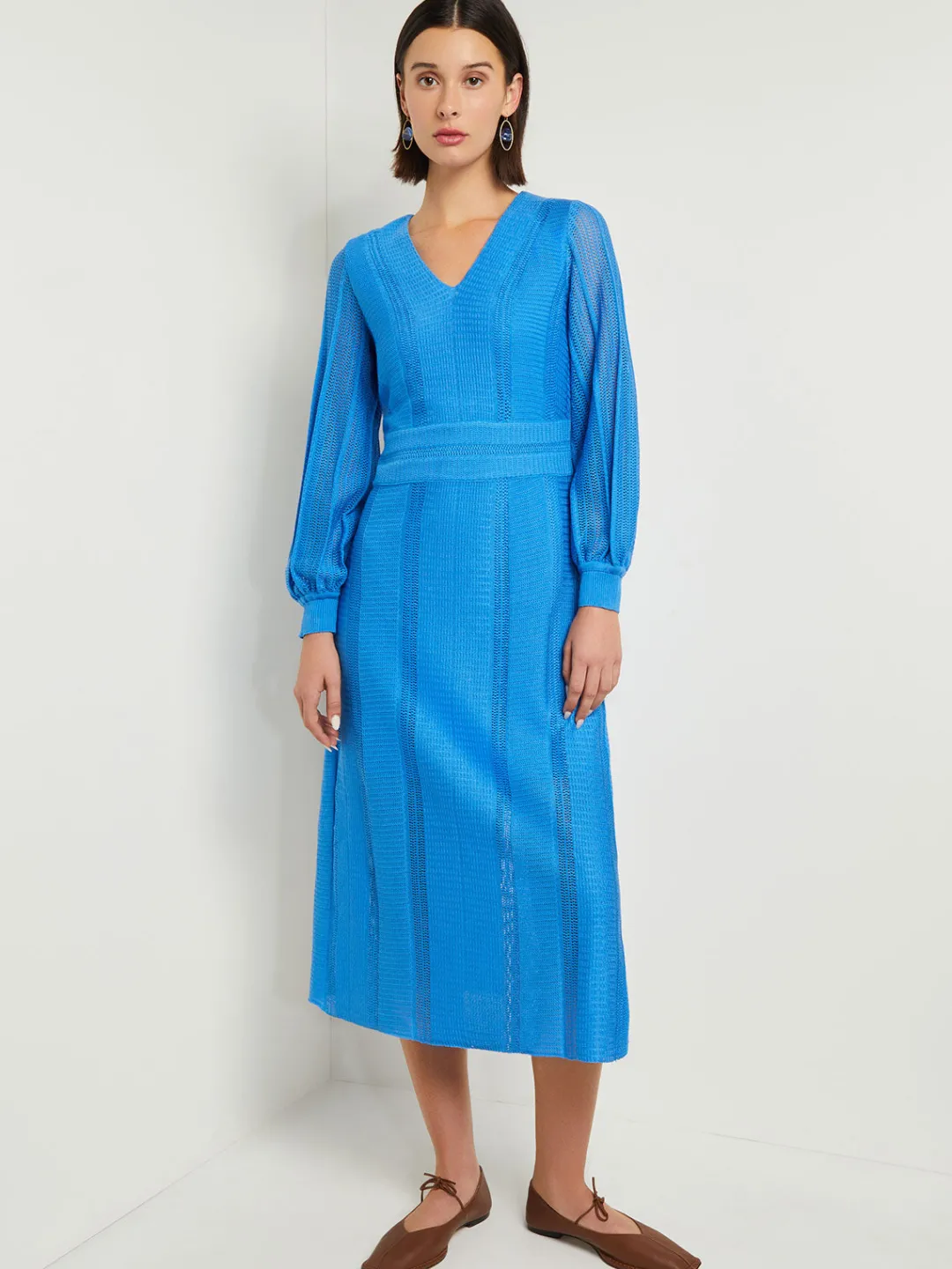 Outlet Midi Fit & Flare Dress - Multi-Stitch Knit Dresses