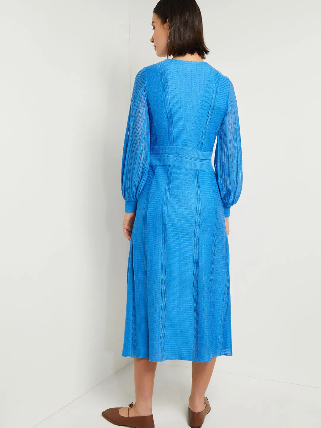 Outlet Midi Fit & Flare Dress - Multi-Stitch Knit Dresses