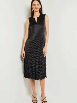 Best Midi Sheath Dress - Chevron Textured Crepe De Chine Dresses