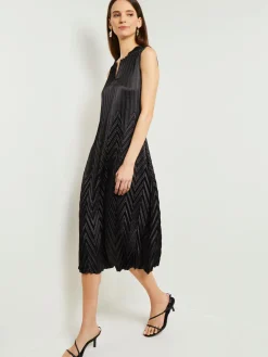 Best Midi Sheath Dress - Chevron Textured Crepe De Chine Dresses