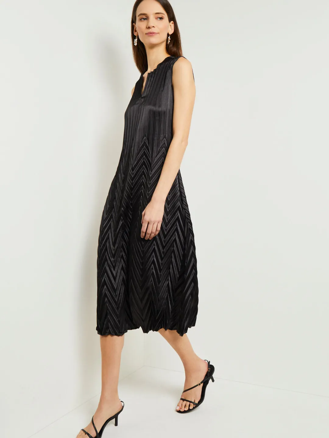 Best Midi Sheath Dress - Chevron Textured Crepe De Chine Dresses