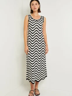 Discount Midi Sheath Dress - Chevron Hem Intarsia Knit Dresses