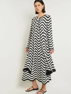 Discount Midi Sheath Dress - Chevron Hem Intarsia Knit Dresses