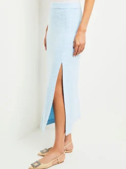 Clearance Midi Straight Skirt - Side Slit Tweed Knit Skirts