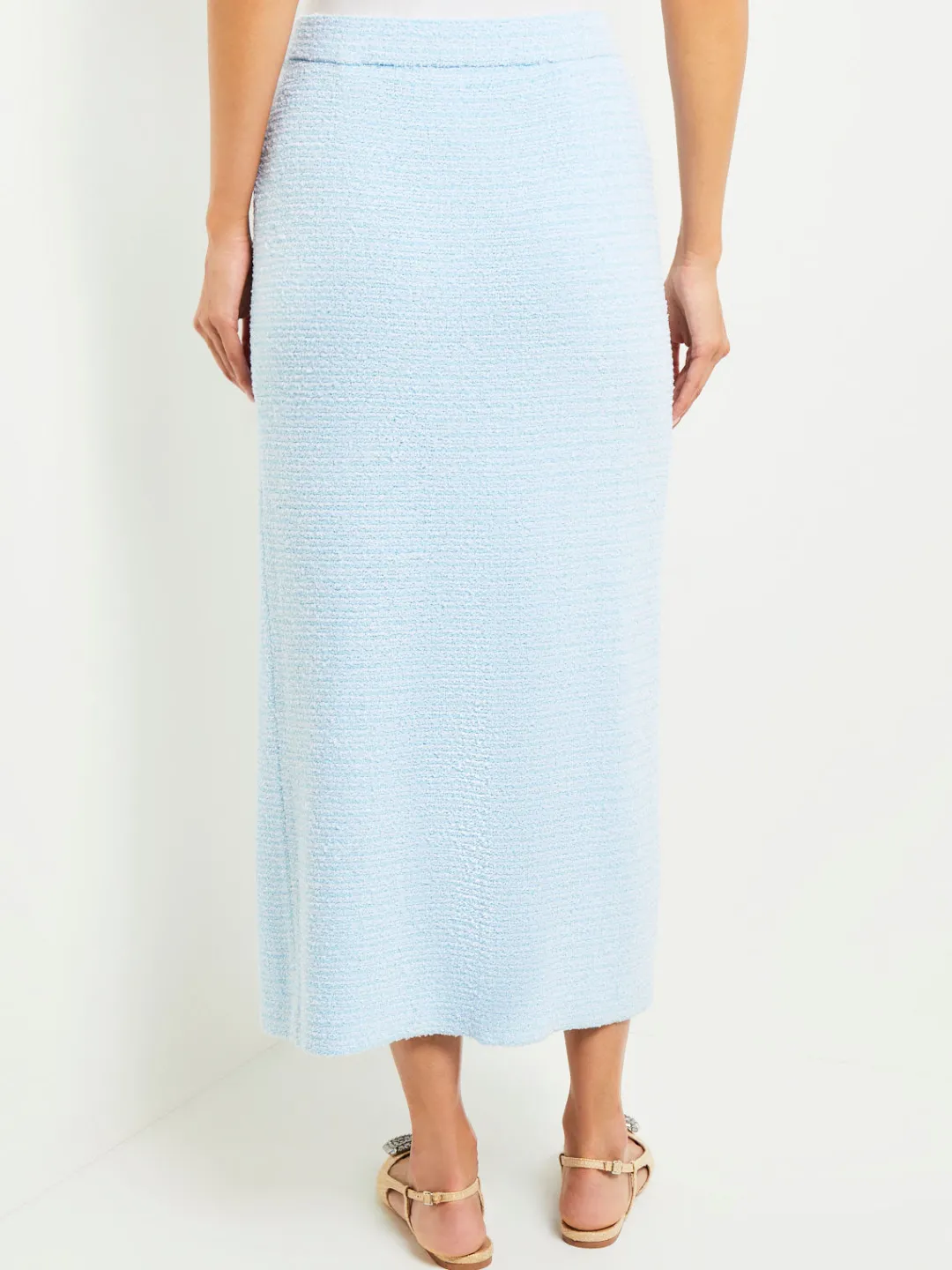 Clearance Midi Straight Skirt - Side Slit Tweed Knit Skirts