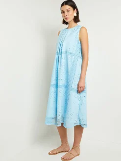 Online Midi Tent Dress - Sleeveless Eyelet Detailed Woven Dresses