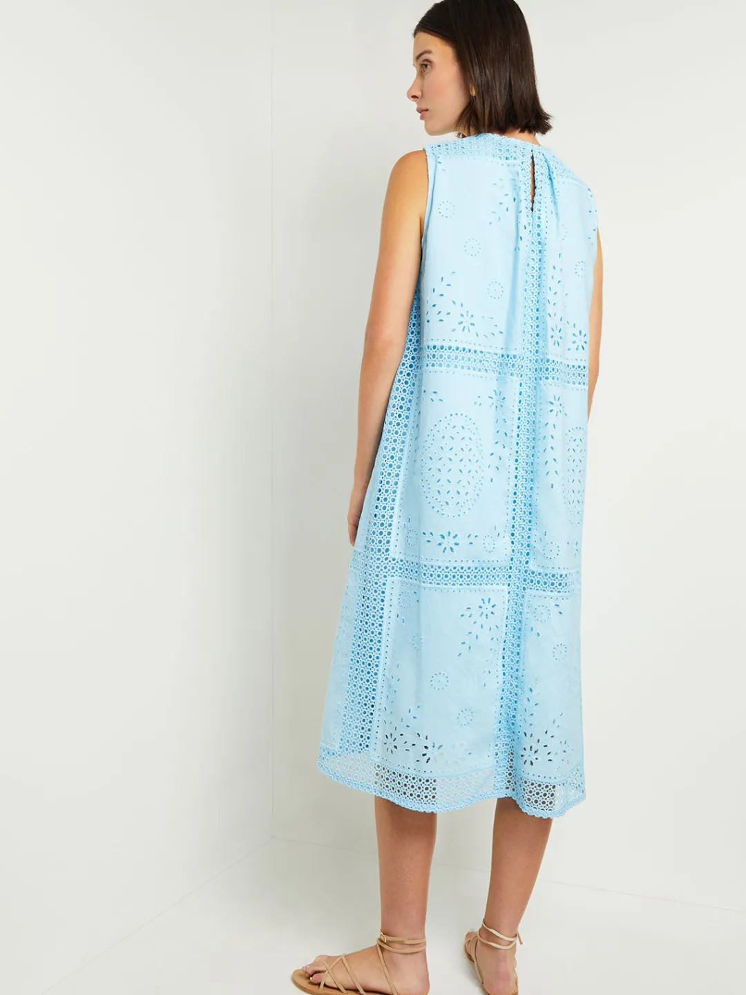 Online Midi Tent Dress - Sleeveless Eyelet Detailed Woven Dresses