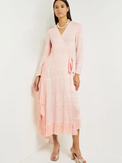 Best Midi Wrap Dress - Soft Jacquard Knit Dresses