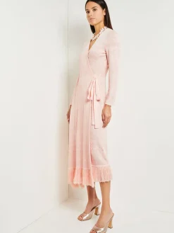 Best Midi Wrap Dress - Soft Jacquard Knit Dresses