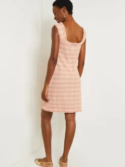 New Mini A-Line Dress - Fringe Trim Tweed Knit Dresses