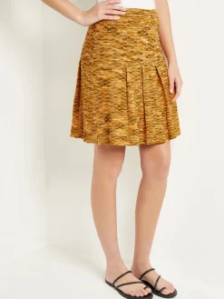 Discount Mini A-Line Skirt - Pleated Tweed Knit Skirts