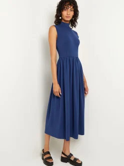 Best Mixed Media Fit-and-Flare Sleeveless Midi Dress Dresses