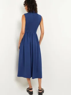 Best Mixed Media Fit-and-Flare Sleeveless Midi Dress Dresses
