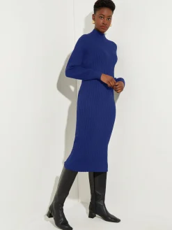 Outlet Mock Neck Soft Cable Knit Sweater Dress Dresses