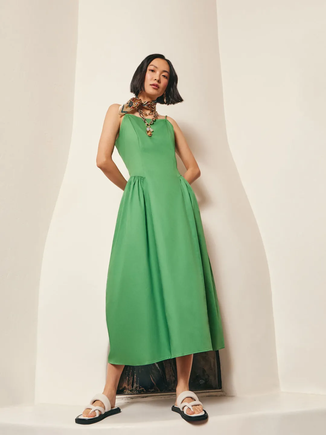 Clearance Modern Fit & Flare Cotton Maxi Dress Dresses
