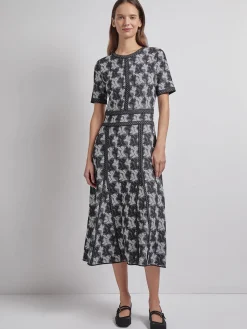 Best Modern Fit & Flare Intarsia Knit Dress Dresses