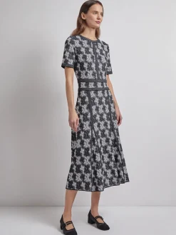 Best Modern Fit & Flare Intarsia Knit Dress Dresses