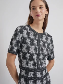 Best Modern Fit & Flare Intarsia Knit Dress Dresses