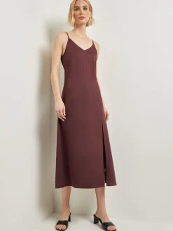 Discount Modern Fit A-Line Crepe de Chine Slip Maxi Dress Dresses