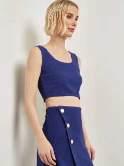 Best Modern Fit Boucle Knit Cropped Tank Top Tops & Tees|Tanks