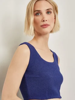 Best Modern Fit Boucle Knit Cropped Tank Top Tops & Tees|Tanks