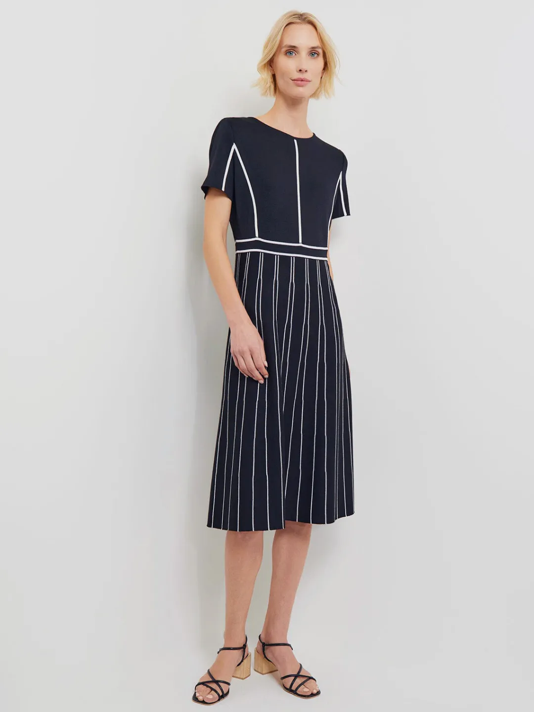 Fashion Modern Fit Contrast Stripe A-Line Soft Knit Dress Dresses