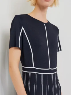 Fashion Modern Fit Contrast Stripe A-Line Soft Knit Dress Dresses
