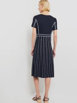 Fashion Modern Fit Contrast Stripe A-Line Soft Knit Dress Dresses