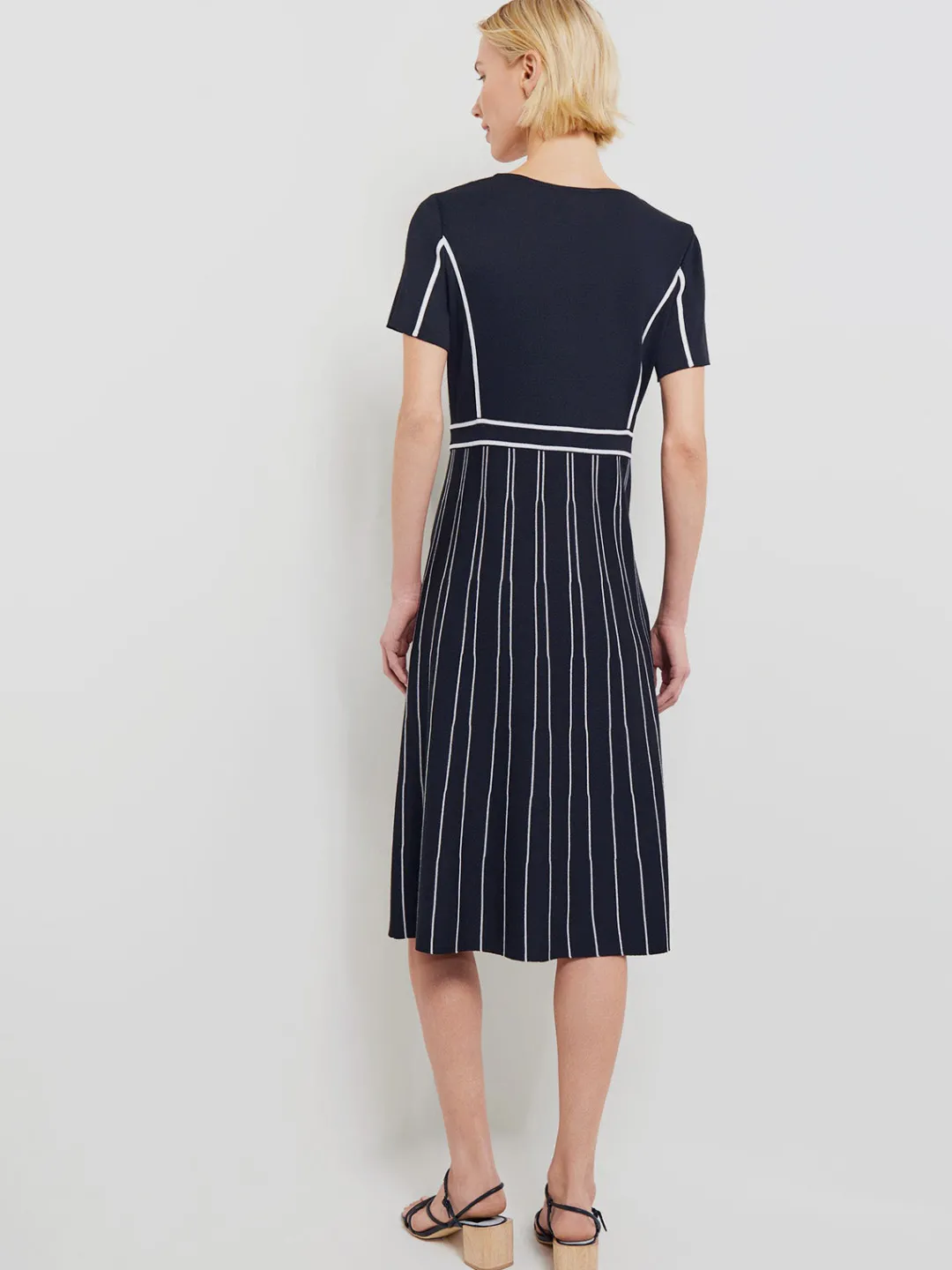 Fashion Modern Fit Contrast Stripe A-Line Soft Knit Dress Dresses