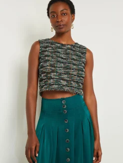 Clearance Modern Fit Cropped Tweed Knit Tank Tops & Tees|Tanks