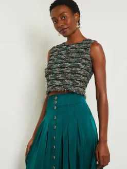 Clearance Modern Fit Cropped Tweed Knit Tank Tops & Tees|Tanks