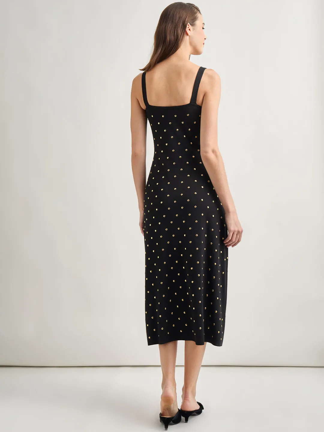 Discount Modern Fit Gold Stud Midi Soft Knit Tank Dress Dresses