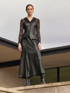 Sale Modern Fit Lace & Vegan Leather Corset Jacket Jackets & Coats