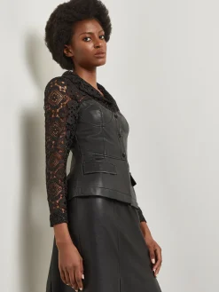 Sale Modern Fit Lace & Vegan Leather Corset Jacket Jackets & Coats