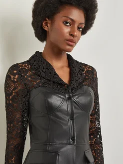 Sale Modern Fit Lace & Vegan Leather Corset Jacket Jackets & Coats