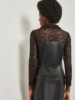 Sale Modern Fit Lace & Vegan Leather Corset Jacket Jackets & Coats